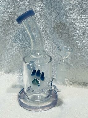 Clear Glass Water Piece with Mushrooms Accents